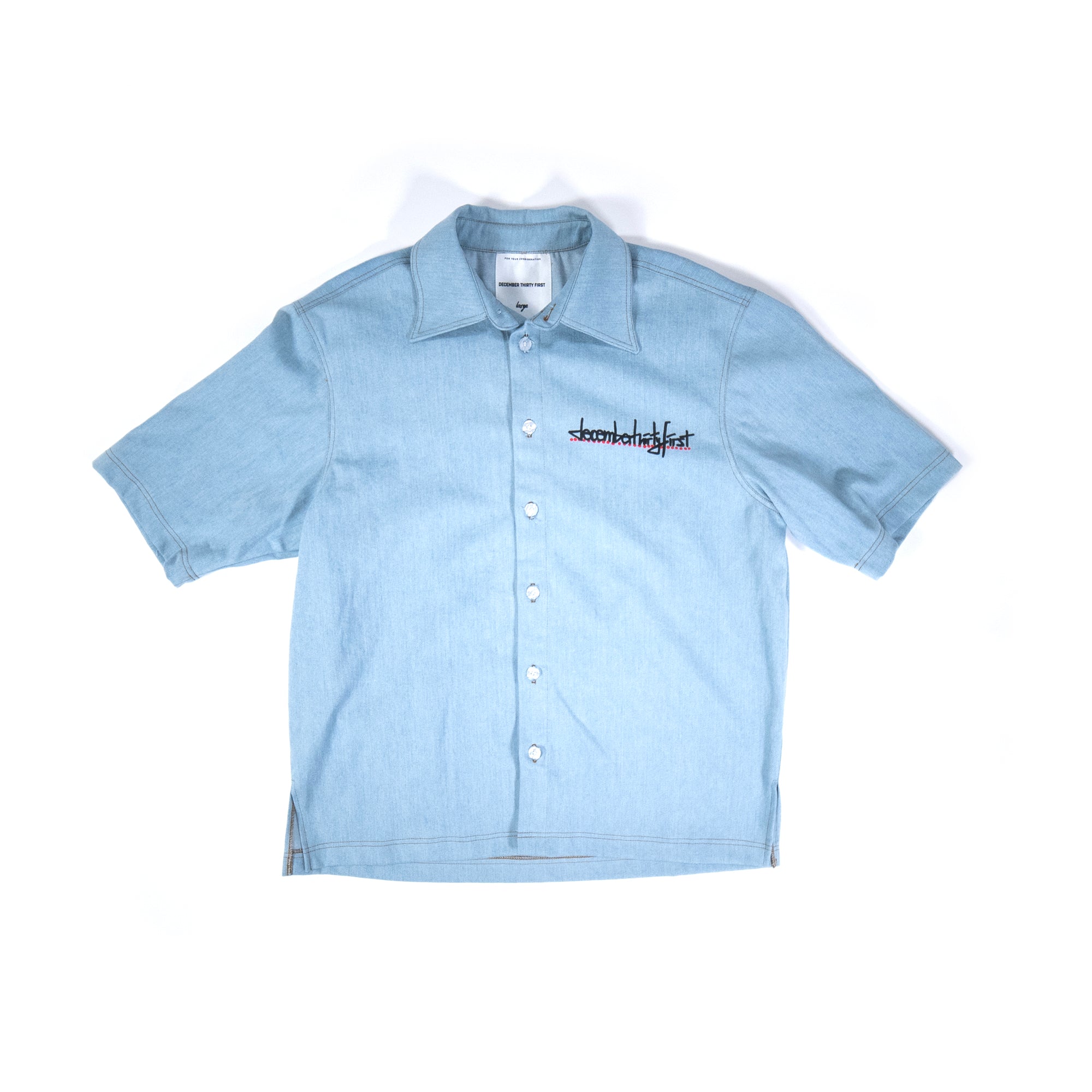 spine denim button shirt