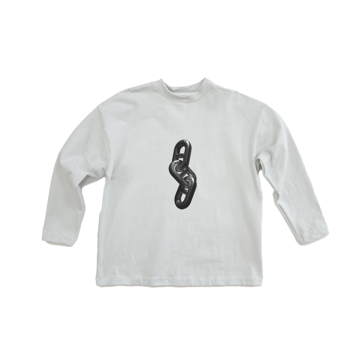 anchor chain long sleeve shirt in white